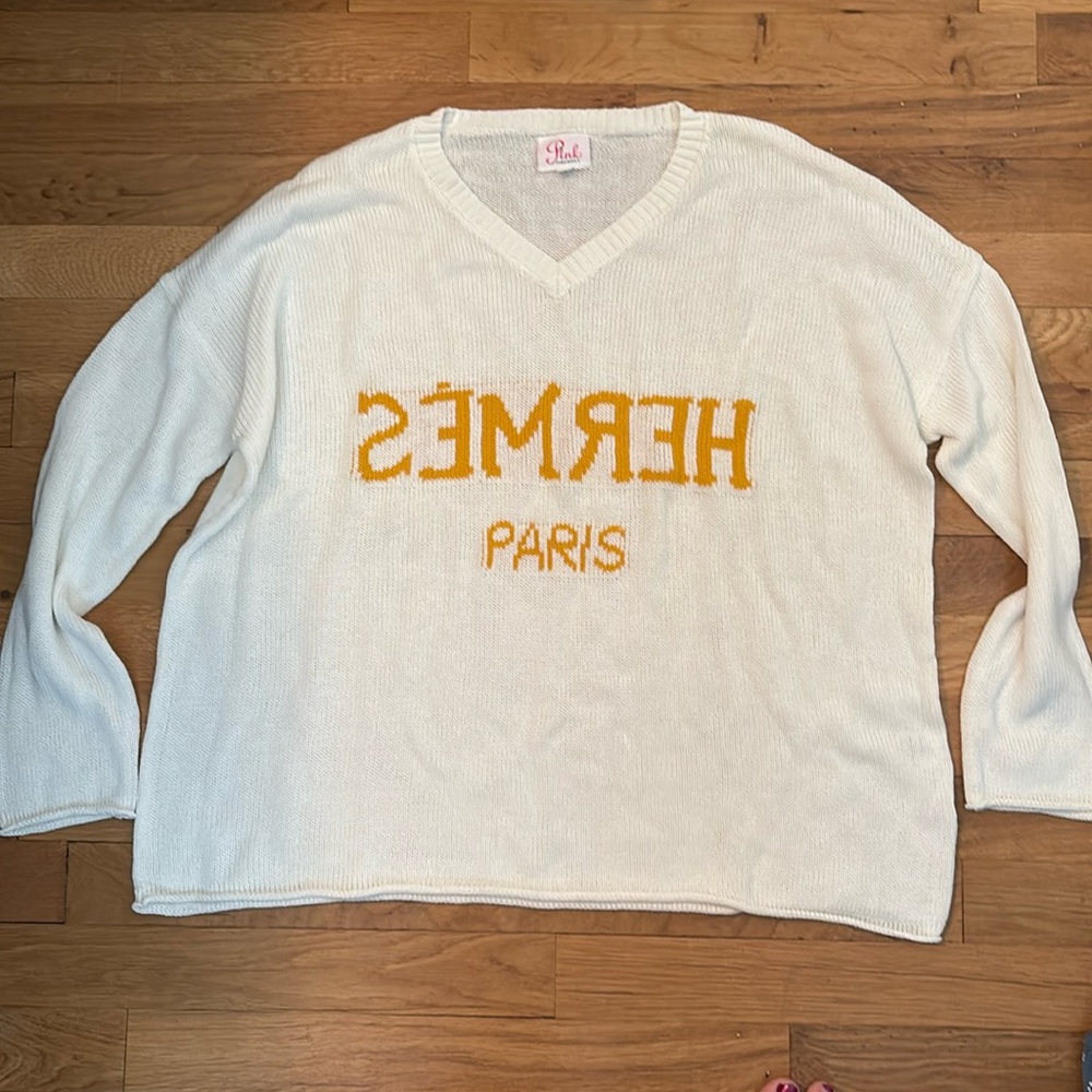 Pink Pineapple Faux Hermes Sweater